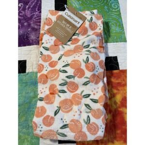 Cuisinart Set of 2 Kitchen Towels Peach Fruit Background 18x28 in Oversized New